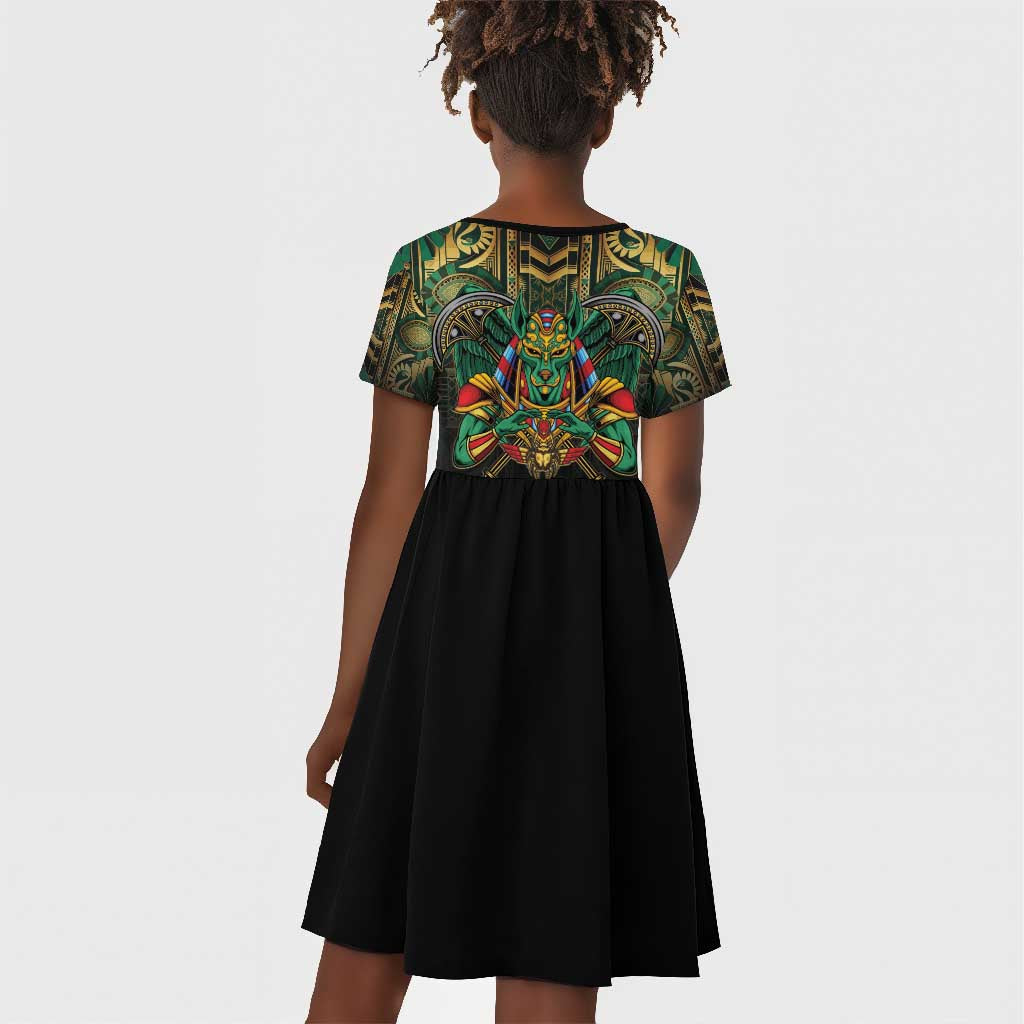 Ancient Egypt Kid Short Sleeve Dress Anubis Egyptian