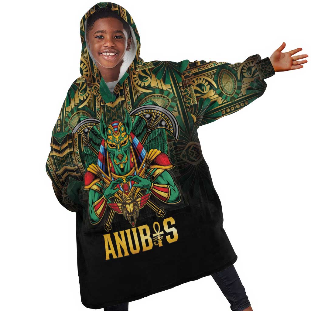 Ancient Egypt Kid Wearable Blanket Hoodie Anubis Egyptian
