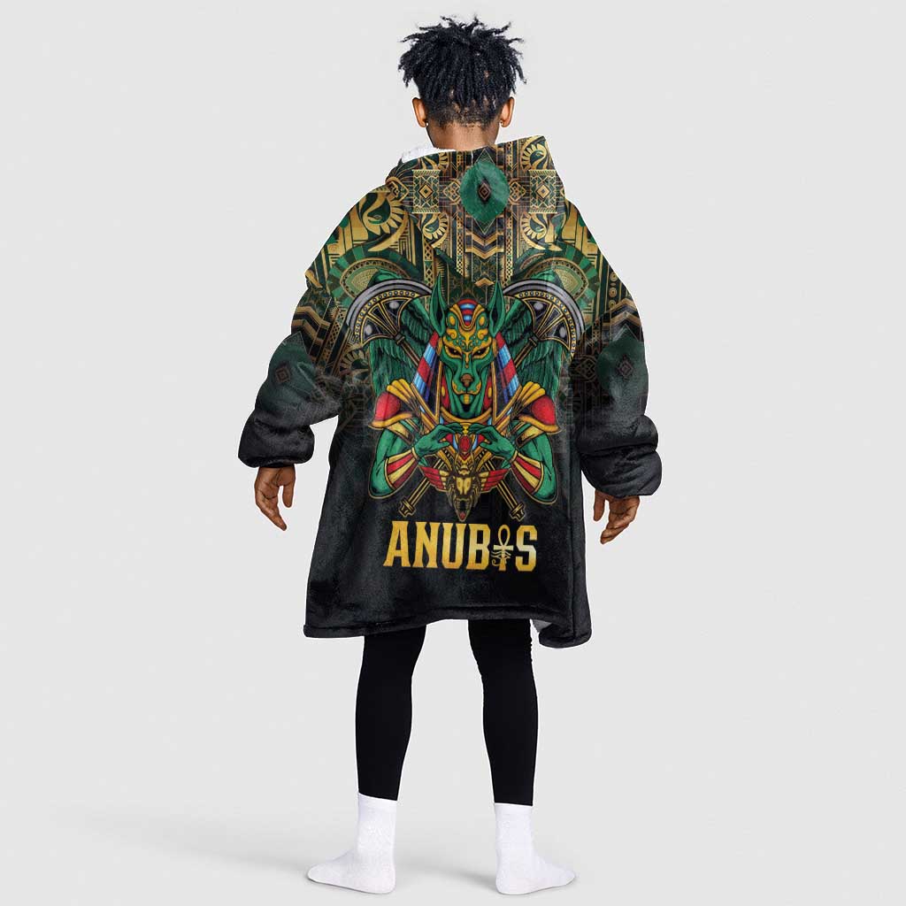 Ancient Egypt Kid Wearable Blanket Hoodie Anubis Egyptian