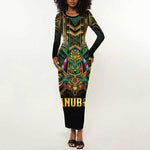 Ancient Egypt Long Sleeve Bodycon Dress Anubis Egyptian LT15
