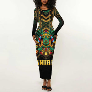 Ancient Egypt Long Sleeve Bodycon Dress Anubis Egyptian LT15