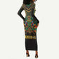 Ancient Egypt Long Sleeve Bodycon Dress Anubis Egyptian LT15