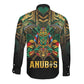 Ancient Egypt Long Sleeve Button Shirt Anubis Egyptian