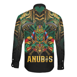 Ancient Egypt Long Sleeve Button Shirt Anubis Egyptian