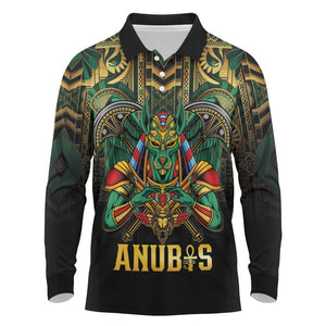 Ancient Egypt Long Sleeve Polo Shirt Anubis Egyptian