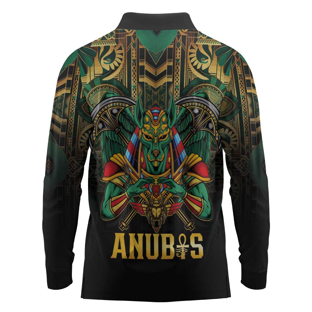 Ancient Egypt Long Sleeve Polo Shirt Anubis Egyptian