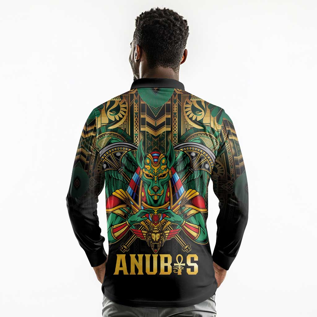 Ancient Egypt Long Sleeve Polo Shirt Anubis Egyptian