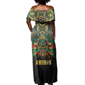 Ancient Egypt Off Shoulder Maxi Dress Anubis Egyptian