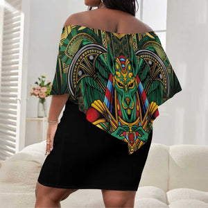 Ancient Egypt Off Shoulder Short Dress Anubis Egyptian