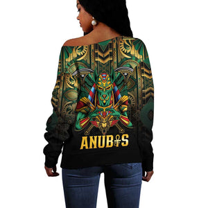 Ancient Egypt Off Shoulder Sweater Anubis Egyptian