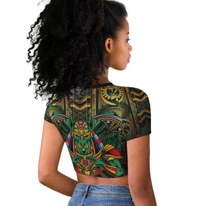 Ancient Egypt Raglan Cropped T shirt Anubis Egyptian