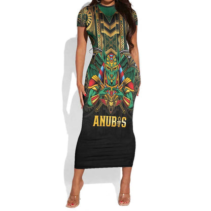 Ancient Egypt Short Sleeve Bodycon Dress Anubis Egyptian LT15