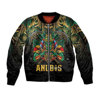 Ancient Egypt Sleeve Zip Bomber Jacket Anubis Egyptian