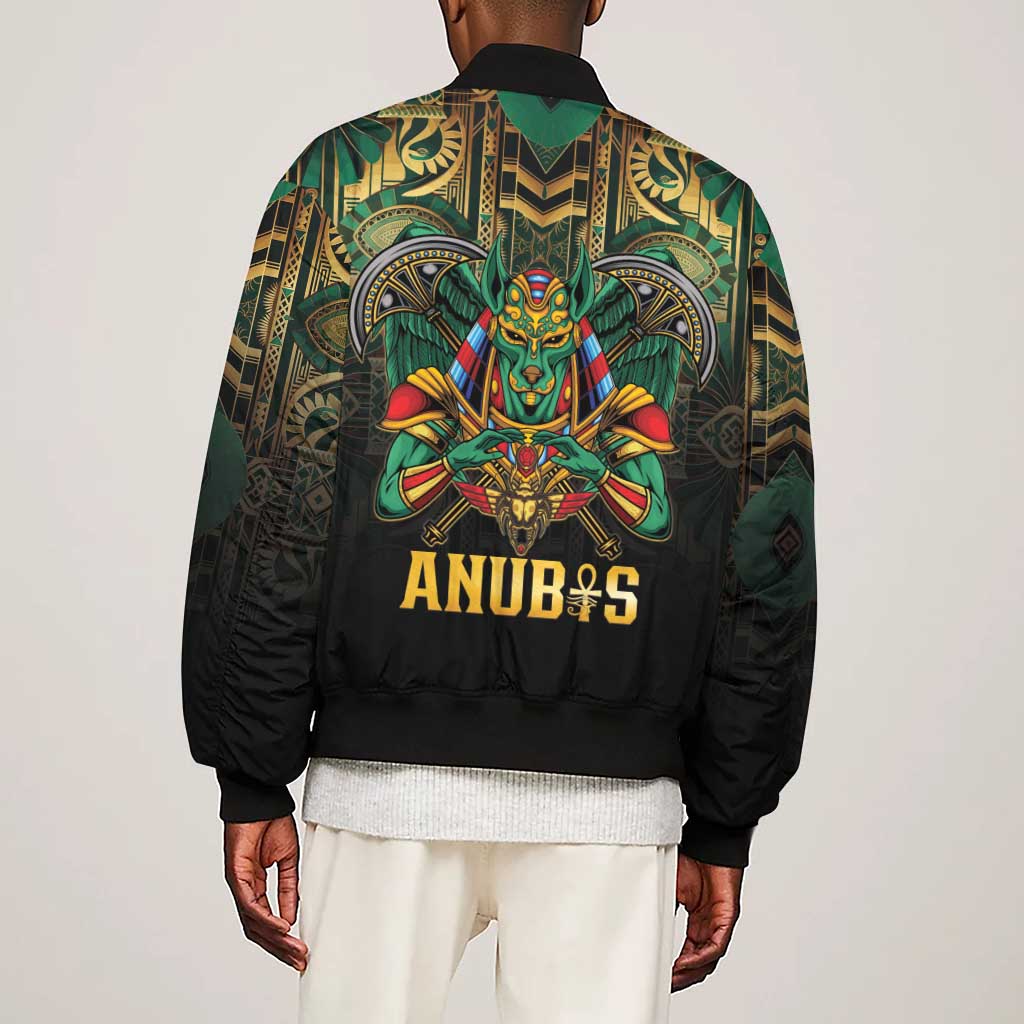 Ancient Egypt Sleeve Zip Bomber Jacket Anubis Egyptian