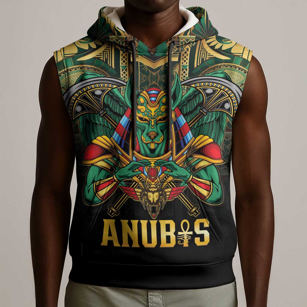 Ancient Egypt Sleeveless Hoodie Anubis Egyptian - African Pride