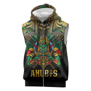 Ancient Egypt Sleeveless Zip Hoodie Anubis Egyptian - African Pride