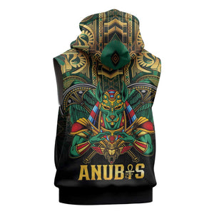 Ancient Egypt Sleeveless Zip Hoodie Anubis Egyptian - African Pride