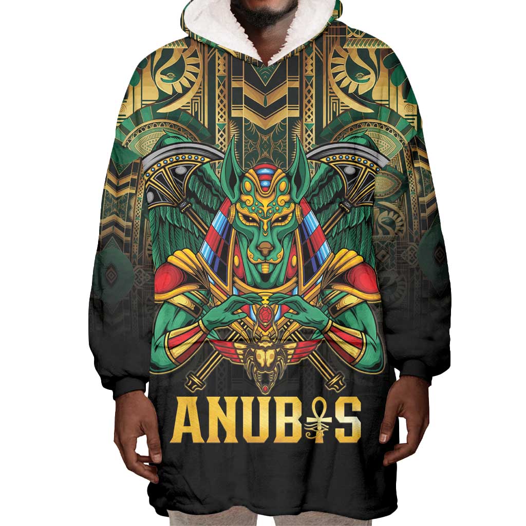 Ancient Egypt Wearable Blanket Hoodie Anubis Egyptian