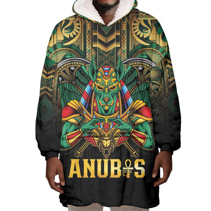 Ancient Egypt Wearable Blanket Hoodie Anubis Egyptian