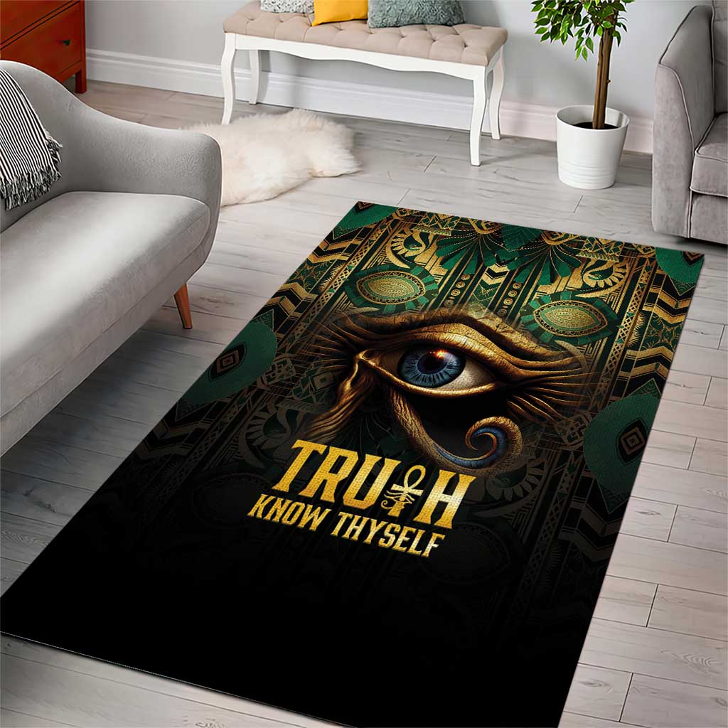 Egypt Eye of Horus Area Rug Golden Ancient Egypt Pattern