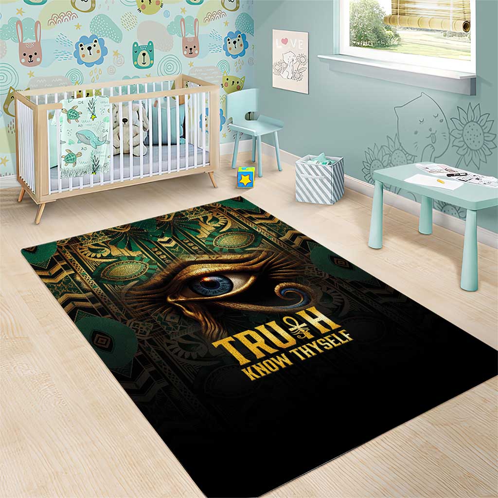 Egypt Eye of Horus Area Rug Golden Ancient Egypt Pattern