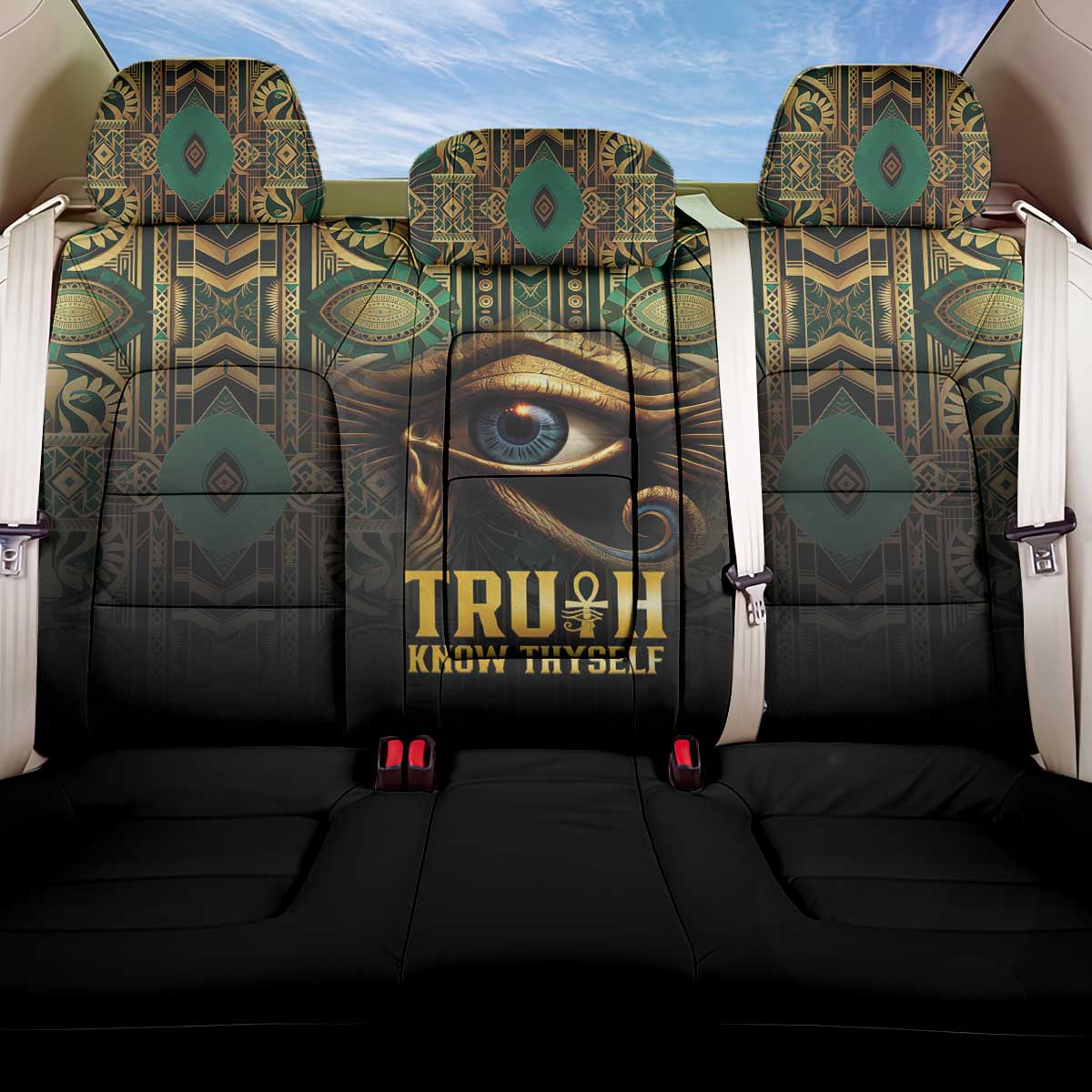 Egypt Eye of Horus Back Car Seat Cover Golden Ancient Egypt Pattern