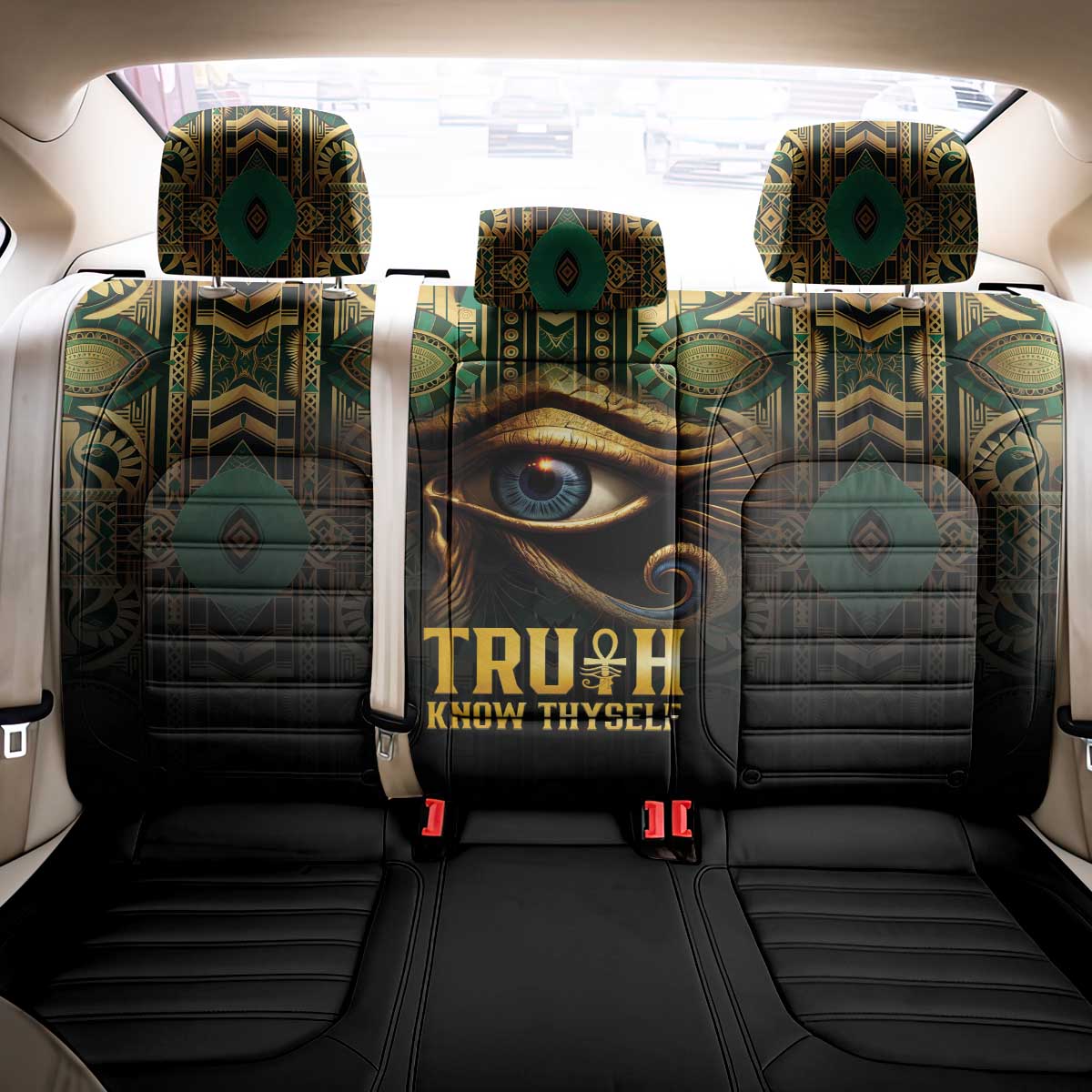 Egypt Eye of Horus Back Car Seat Cover Golden Ancient Egypt Pattern
