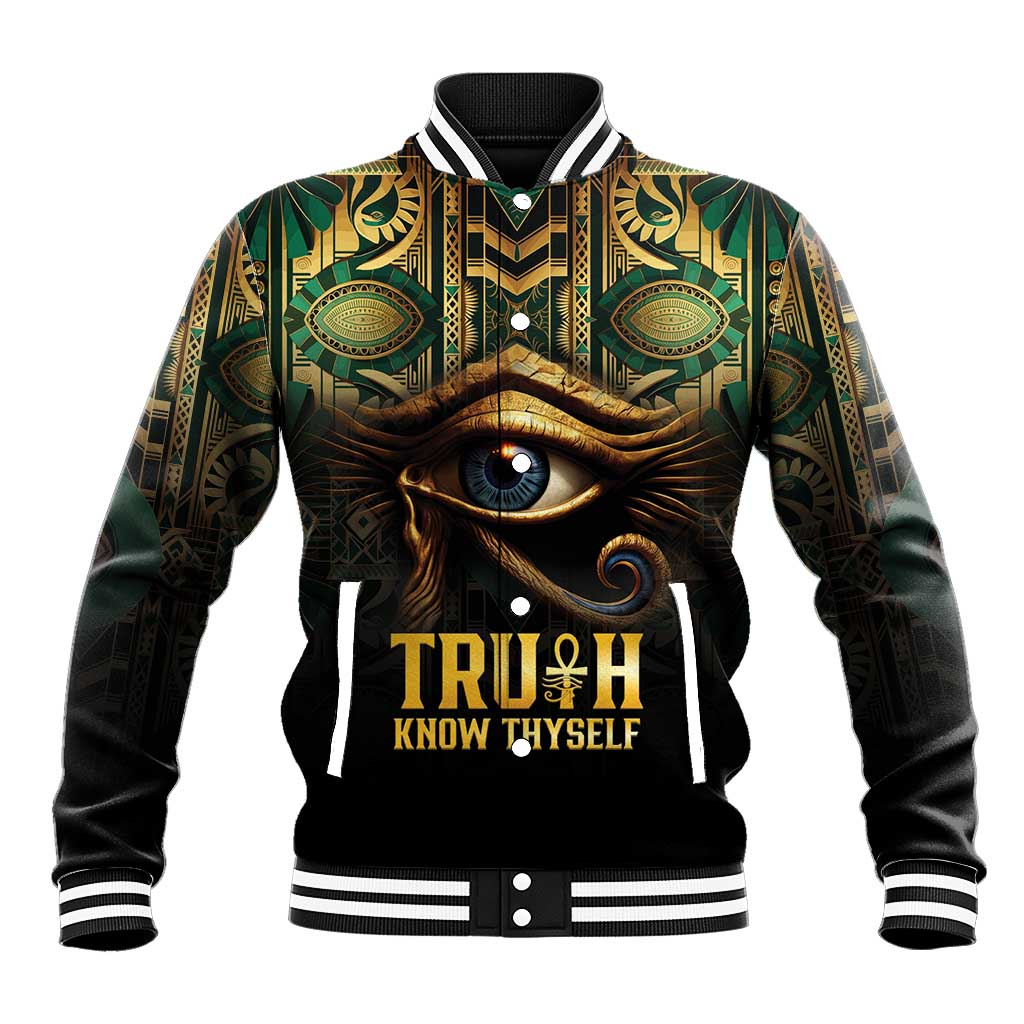 Egypt Eye of Horus Baseball Jacket Golden Ancient Egypt Pattern