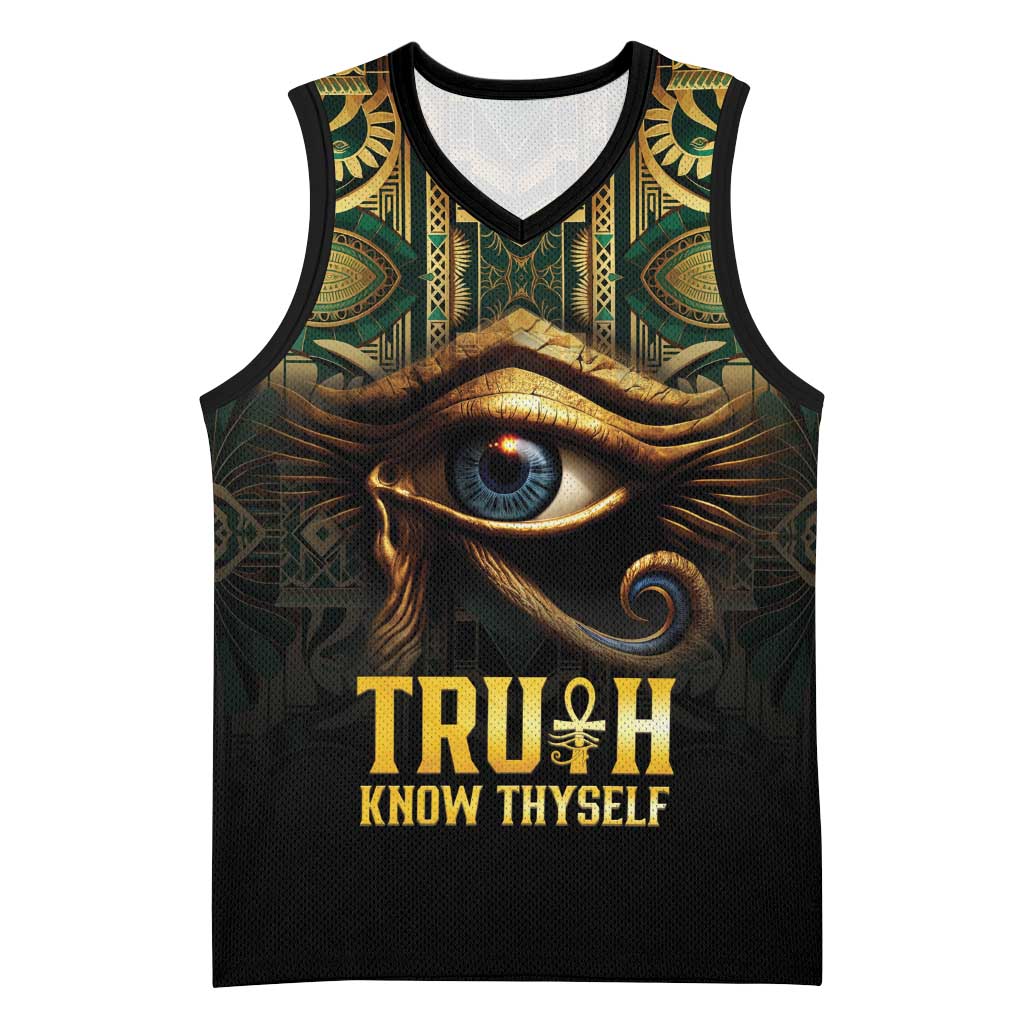 Egypt Eye of Horus Basketball Jersey Golden Ancient Egypt Pattern - African Pride
