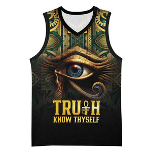 Egypt Eye of Horus Basketball Jersey Golden Ancient Egypt Pattern - African Pride