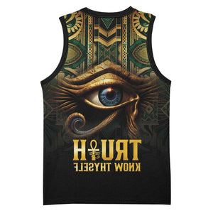 Egypt Eye of Horus Basketball Jersey Golden Ancient Egypt Pattern - African Pride