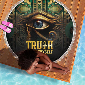 Egypt Eye of Horus Beach Blanket Golden Ancient Egypt Pattern