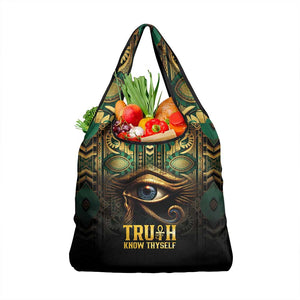 Egypt Eye of Horus Grocery Bag Golden Ancient Egypt Pattern