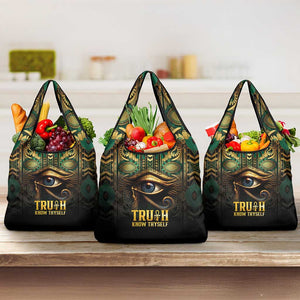 Egypt Eye of Horus Grocery Bag Golden Ancient Egypt Pattern