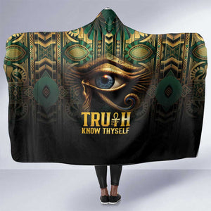 Egypt Eye of Horus Hooded Blanket Golden Ancient Egypt Pattern