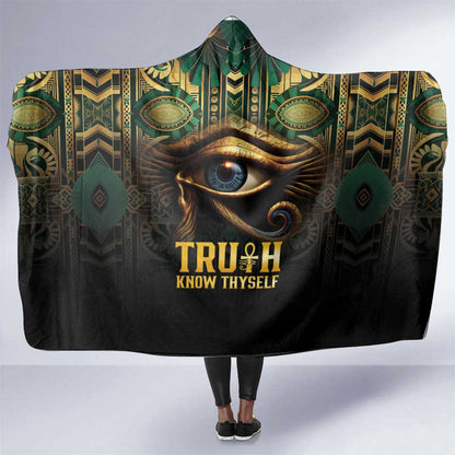 Egypt Eye of Horus Hooded Blanket Golden Ancient Egypt Pattern