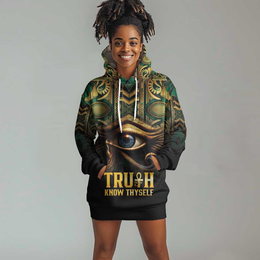 Egypt Eye of Horus Hoodie Dress Golden Ancient Egypt Pattern
