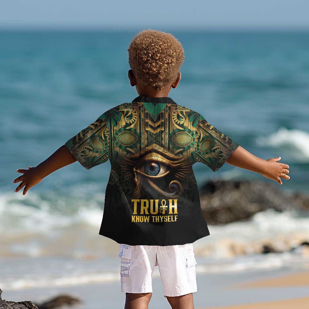 Egypt Eye of Horus Kid Hawaiian Shirt Golden Ancient Egypt Pattern