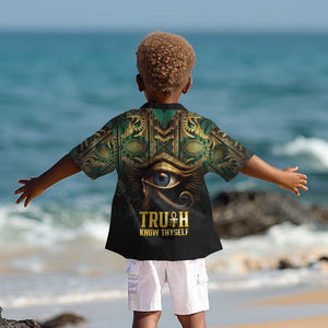 Egypt Eye of Horus Kid Hawaiian Shirt Golden Ancient Egypt Pattern