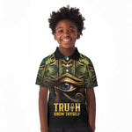 Egypt Eye of Horus Kid Polo Shirt Golden Ancient Egypt Pattern