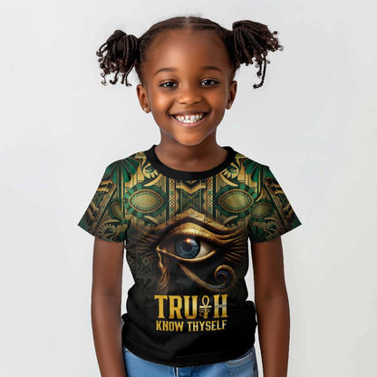 Egypt Eye of Horus Kid T shirt Golden Ancient Egypt Pattern