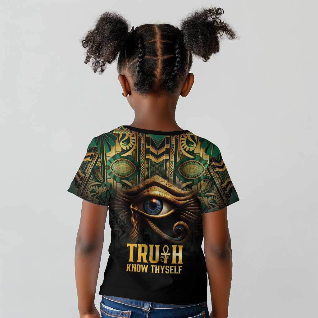 Egypt Eye of Horus Kid T shirt Golden Ancient Egypt Pattern