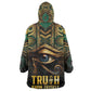 Egypt Eye of Horus Kid Wearable Blanket Hoodie Golden Ancient Egypt Pattern