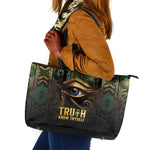 Egypt Eye of Horus Leather Tote Bag Golden Ancient Egypt Pattern