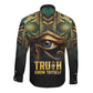 Egypt Eye of Horus Long Sleeve Button Shirt Golden Ancient Egypt Pattern