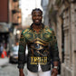 Egypt Eye of Horus Long Sleeve Button Shirt Golden Ancient Egypt Pattern