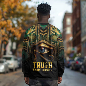 Egypt Eye of Horus Long Sleeve Shirt Golden Ancient Egypt Pattern