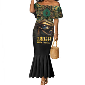 Egypt Eye of Horus Mermaid Dress Golden Ancient Egypt Pattern