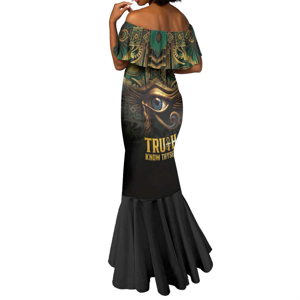 Egypt Eye of Horus Mermaid Dress Golden Ancient Egypt Pattern