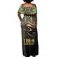 Egypt Eye of Horus Off Shoulder Maxi Dress Golden Ancient Egypt Pattern